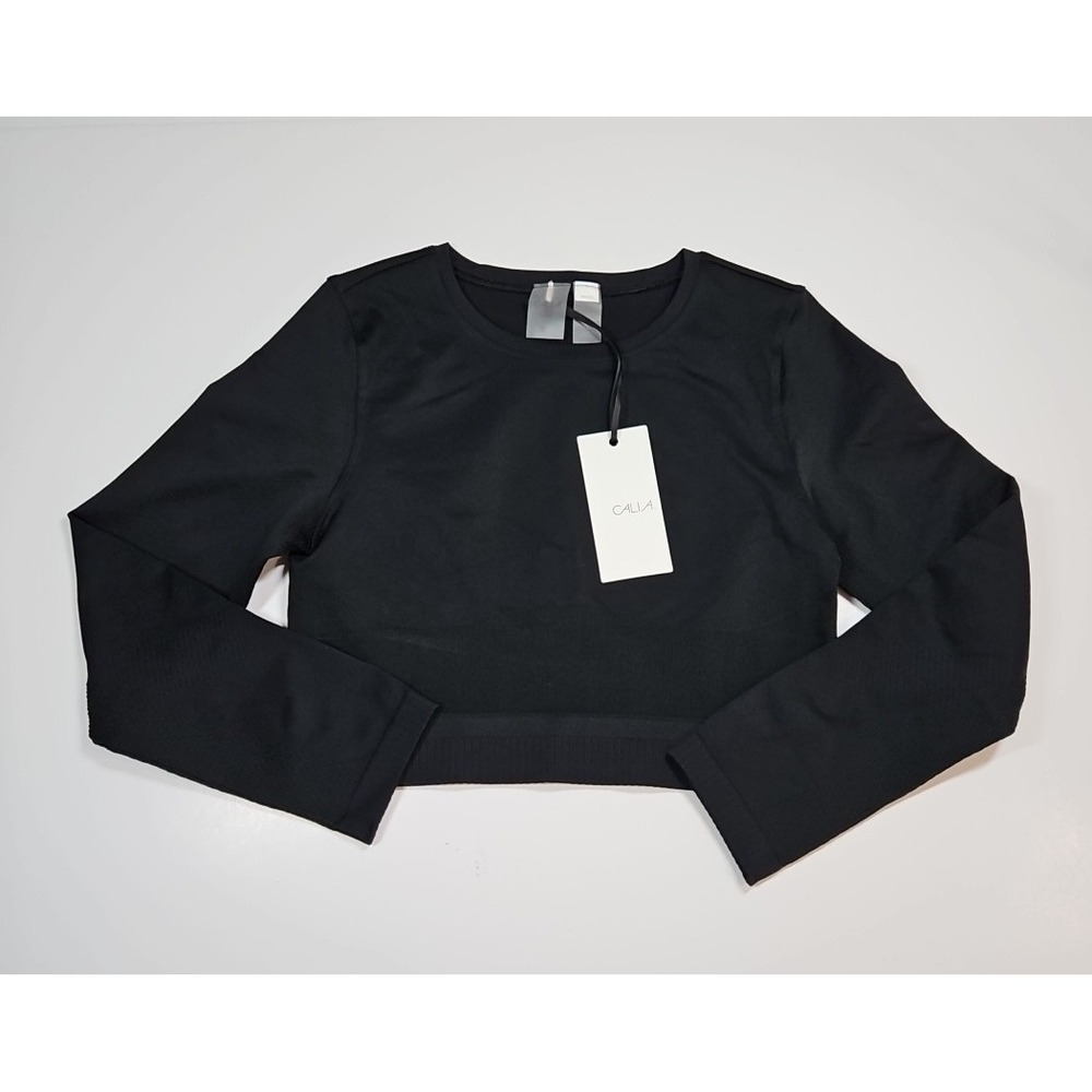 Calia Womens Black Seamless Crop Long Sleeve Performance Top Size XL NWT